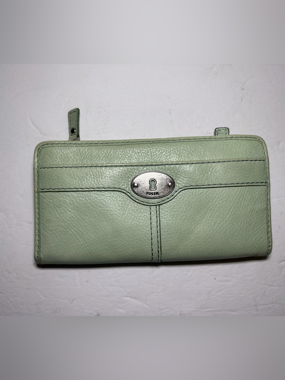 VTG Fossil Maddox Keyhole Mint Genuine Leather Women Wallet Zip